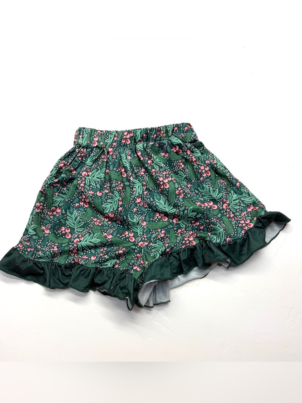 The Darling Effect Green Floral Ruffle Women’s Pajama Lounge Shorts